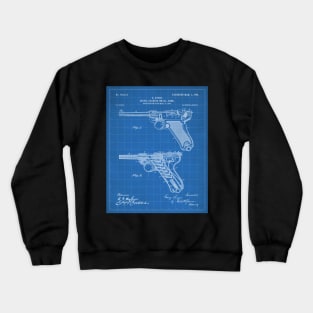 Luger Pistol Firearms Patent - Gun Lover Vintage Guns Art - Blueprint Crewneck Sweatshirt